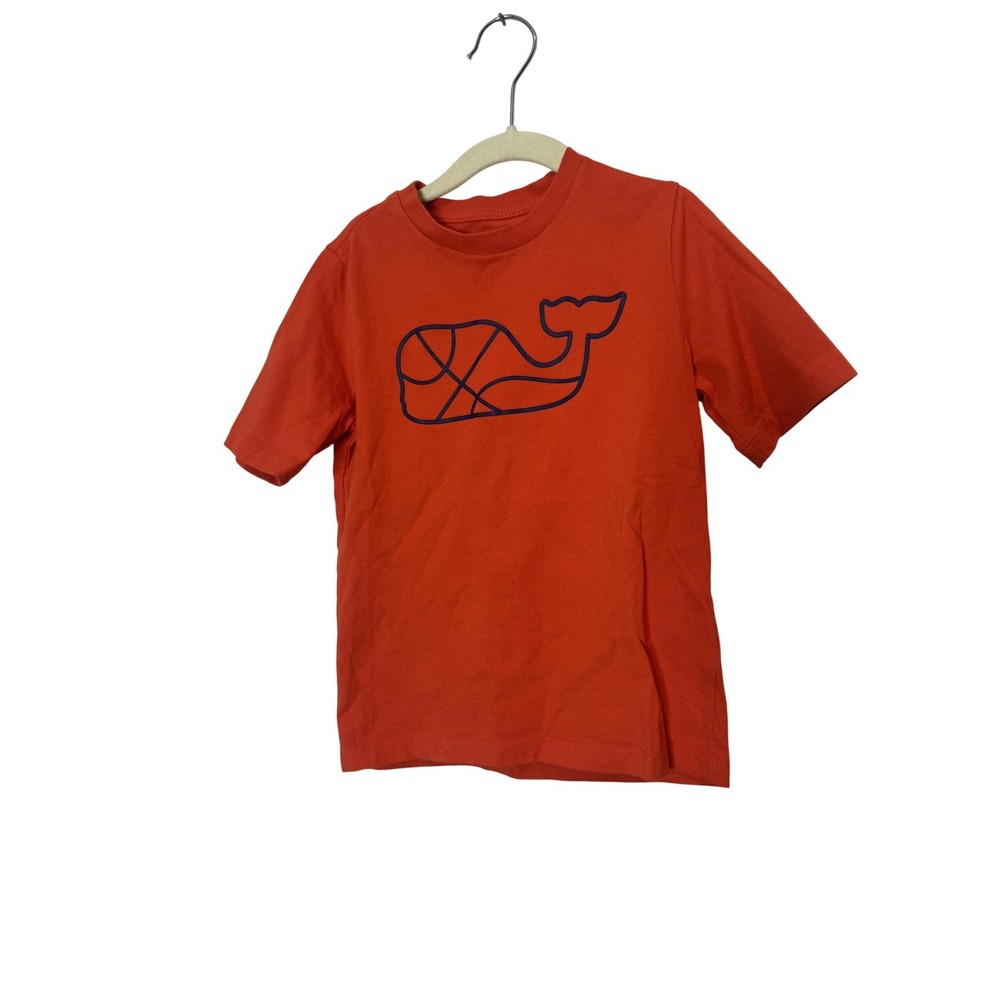 Vineyard Vines Shirt Kids 5 Orange Whale Basketball Graphic Tee‎ 100% Cotton
